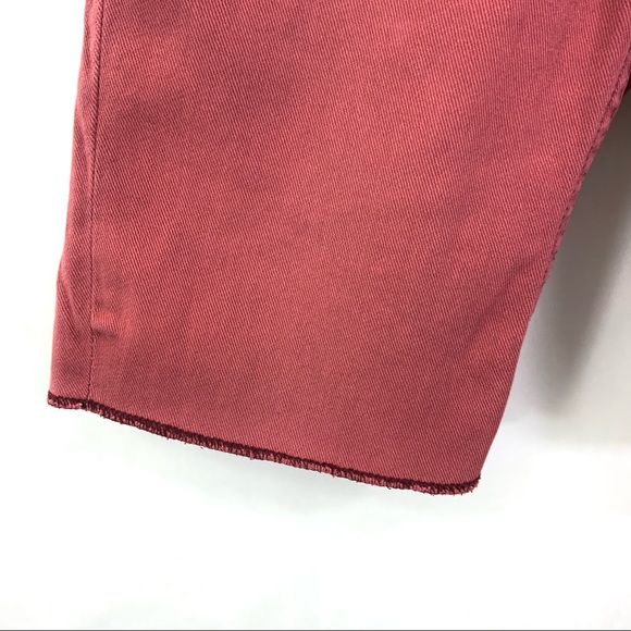 OBEY Raw Hem Jean Shorts Denim Shorts Maroon i29 - Picture 2 of 4